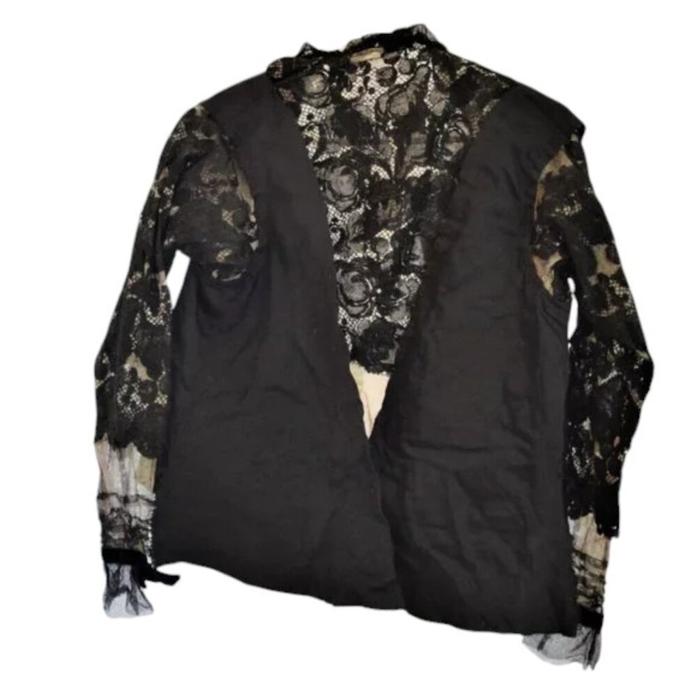 Antique Lace & Velvet Bows Women's Shirt 1800's -1900's